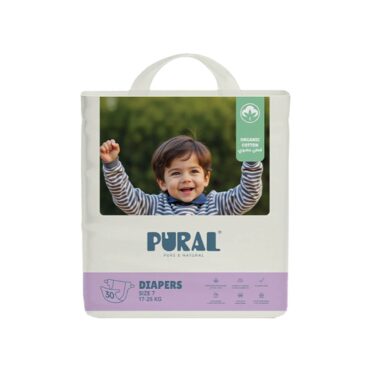 Pural Allergy Friendly Organic Cotton Diapers Size 7 (17-25kg) XXL - 30 Diapers