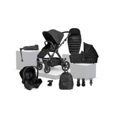 Silver Cross Tide Stroller with Chasis, Carrycot, Dream Car Seat with Adapters - Space