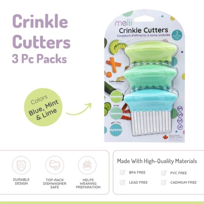 Melii Crinkle Cutters Set - Blue, Mint & Lime