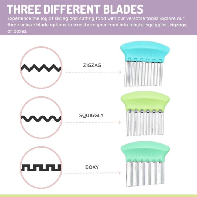 Melii Crinkle Cutters Set - Blue, Mint & Lime