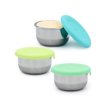 Melii Mini Stainless Steel Food Containers - Blue, Mint & Lime