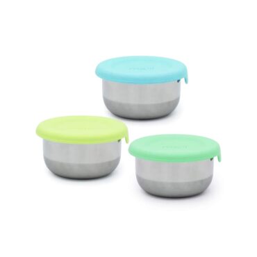 Melii Mini Stainless Steel Food Containers - Blue, Mint & Lime
