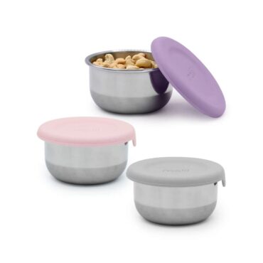 Melii Mini Stainless Steel Food Containers - Pink, Purple & Gray