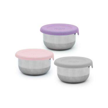 Melii Mini Stainless Steel Food Containers - Pink, Purple & Gray