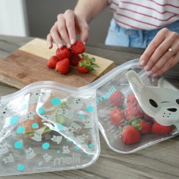 Melii Reusable Snack Bags - 4 Pcs, Bulldog & Shark