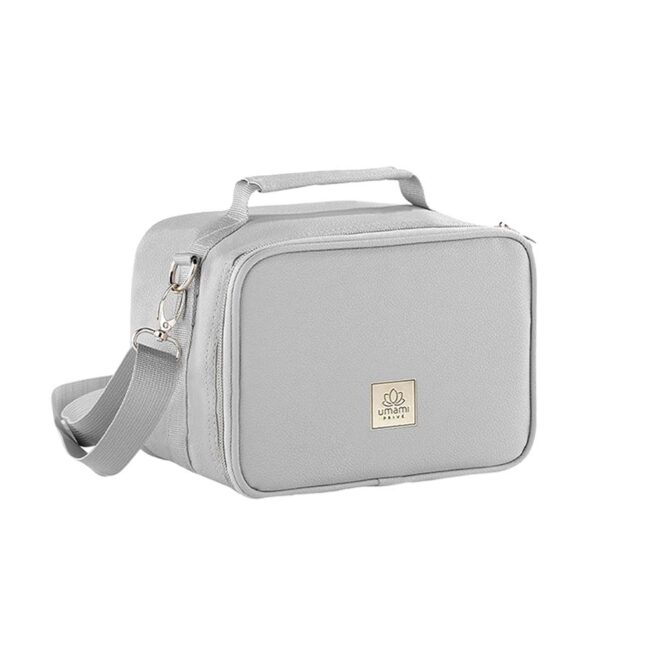 Umami Prive Insulated Leather Lunch Bag - Cool Gray