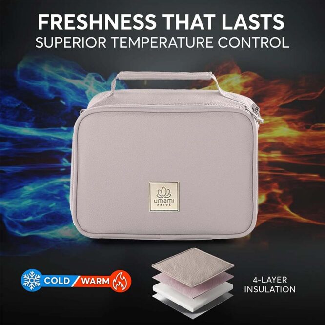 Umami Prive Insulated Leather Lunch Bag - Cool Gray