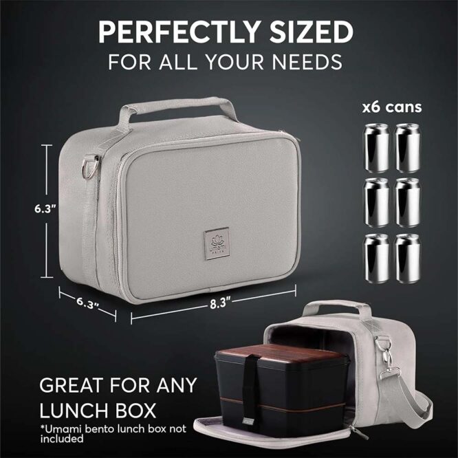 Umami Prive Insulated Leather Lunch Bag - Cool Gray