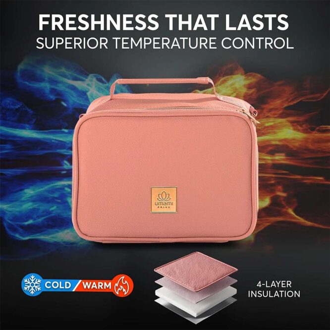 Umami Prive Insulated Leather Lunch Bag - Wild Rose
