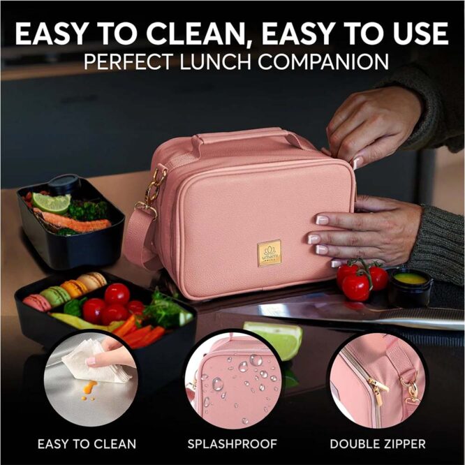Umami Prive Insulated Leather Lunch Bag - Wild Rose
