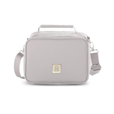Umami Prive Insulated Leather Lunch Bag - Cool Gray