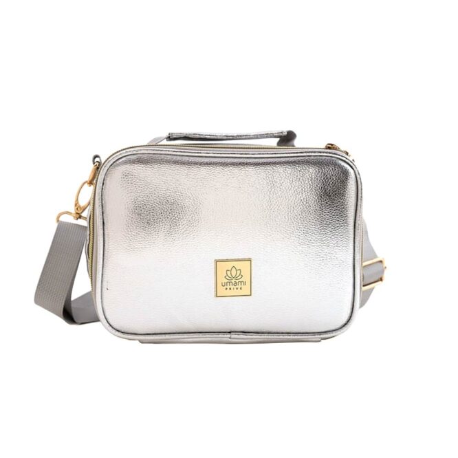 Umami Prive Insulated Leather Lunch Bag - Silver