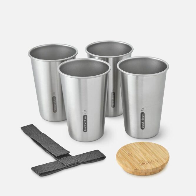 Black+Blum Stainless Steel Picnic Cup Set with Lid - 4 Pcs