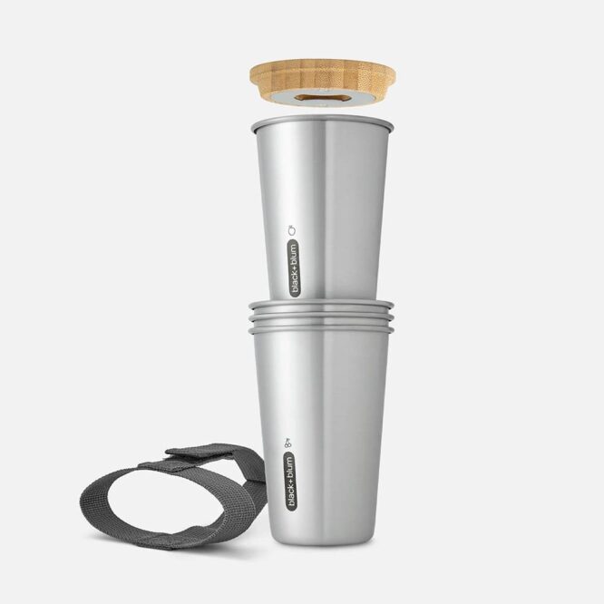 Black+Blum Stainless Steel Picnic Cup Set with Lid - 4 Pcs