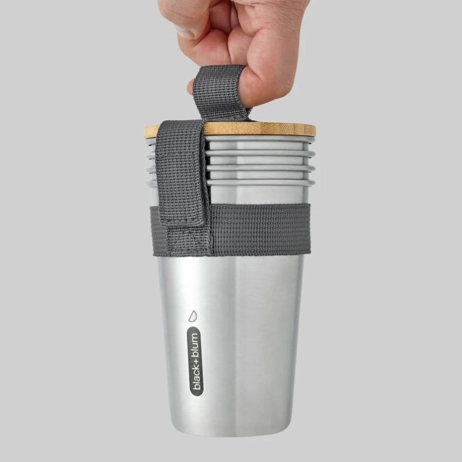 Black+Blum Stainless Steel Picnic Cup Set with Lid - 4 Pcs