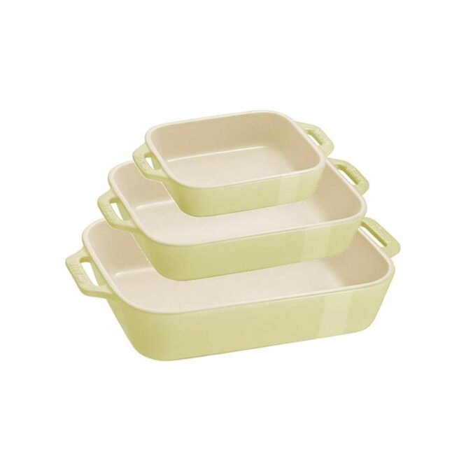 Staub Ceramic Oven Dish Set - 3 Pcs, Light Green