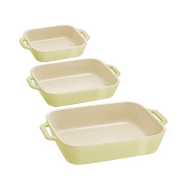 Staub Ceramic Oven Dish Set - 3 Pcs, Light Green