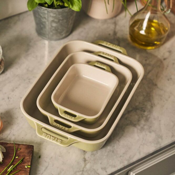 Staub Ceramic Oven Dish Set - 3 Pcs, Light Green
