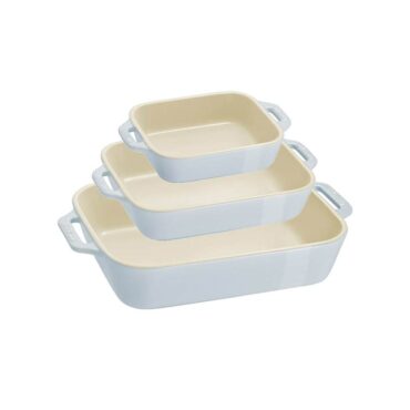 Staub Ceramic Oven Dish Set - 3 Pcs, Light Blue