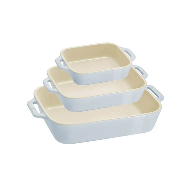 Staub Ceramic Oven Dish Set - 3 Pcs, Light Blue