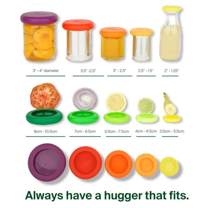 Food Huggers Reusable Silicone Food Savers - 5 Pcs