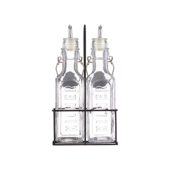 Kilner Oil Bottles Set with Metal Rack