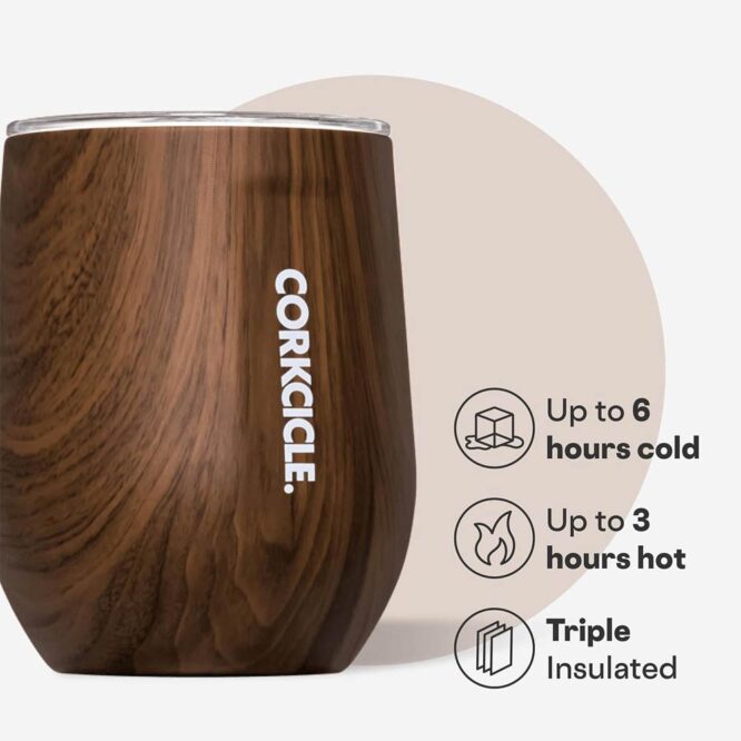 Corkcicle Stemless Cup 355ml - Walnut Wood