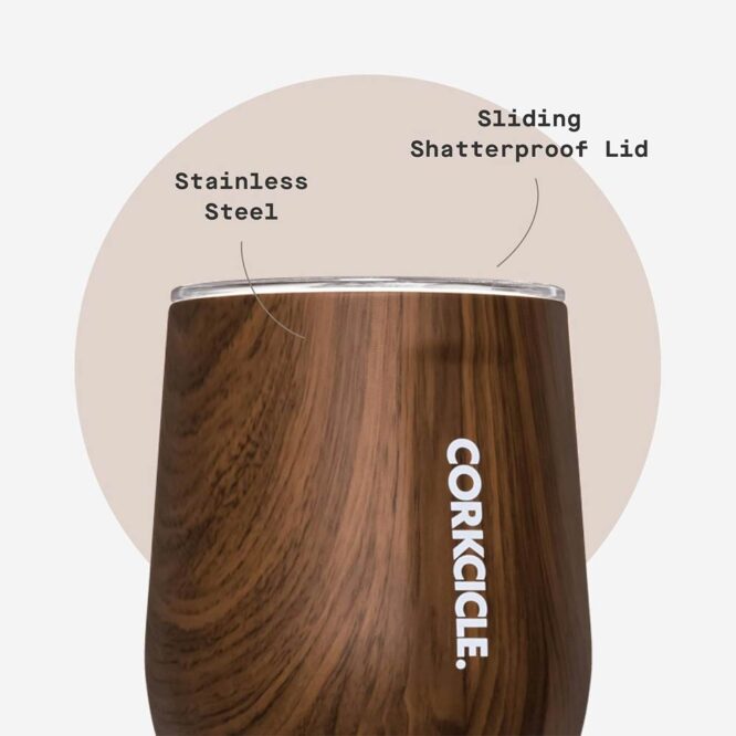 Corkcicle Stemless Cup 355ml - Walnut Wood