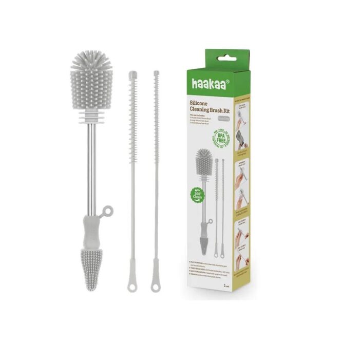 Haakaa Silicone Cleaning Brush Kit - Suva Grey