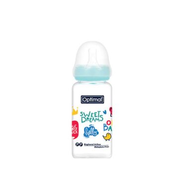Optimal Glass Feeding Bottle (0m+) 120ml - Blue | Sweet Dreams