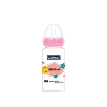 Optimal Glass Feeding Bottle (0m+) 120ml - Pink | Little Miracle