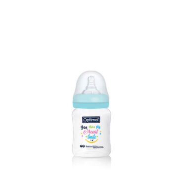 Optimal Anti-Colic Wide Plastic Feeding Bottle (0m+) 180ml - Blue | Smile