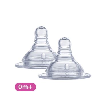 Optimal Wide Neck Silicone Nipple | Anti-Colic System (0m+) 2 Pcs