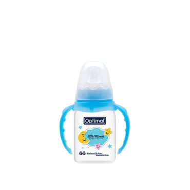 Optimal Anti-Colic Slim Orthodontic Plastic Feeding Bottle with Handle (0m+) 140ml - Blue | Little Miracle