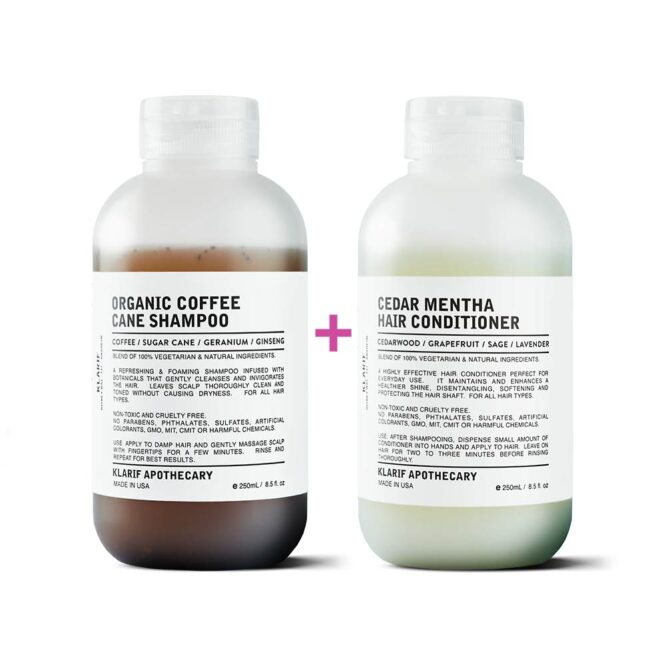 Klarif Organic Coffee Cane Shampoo 250ml + Cedar Mentha Hair Conditioner 250ml   *Combo Offer!
