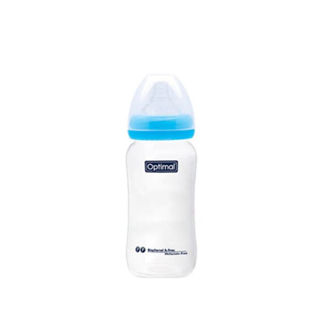 Optimal Anti-Colic Wide Plastic Feeding Bottle (6m+) 300ml - Blue