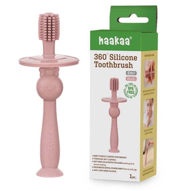 Haakaa 360° Silicone Toothbrush - Blush