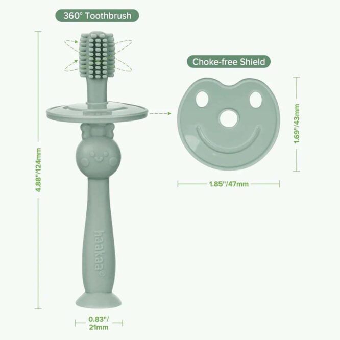 Haakaa 360° Silicone Toothbrush - Pea Green