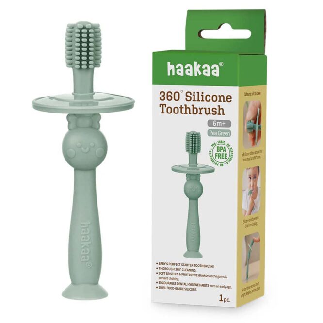 Haakaa 360° Silicone Toothbrush - Pea Green