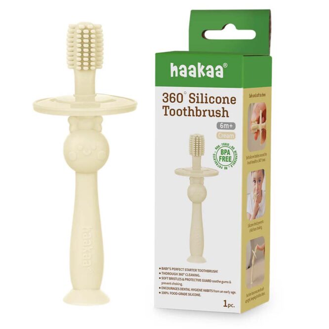Haakaa 360° Silicone Toothbrush - Oat