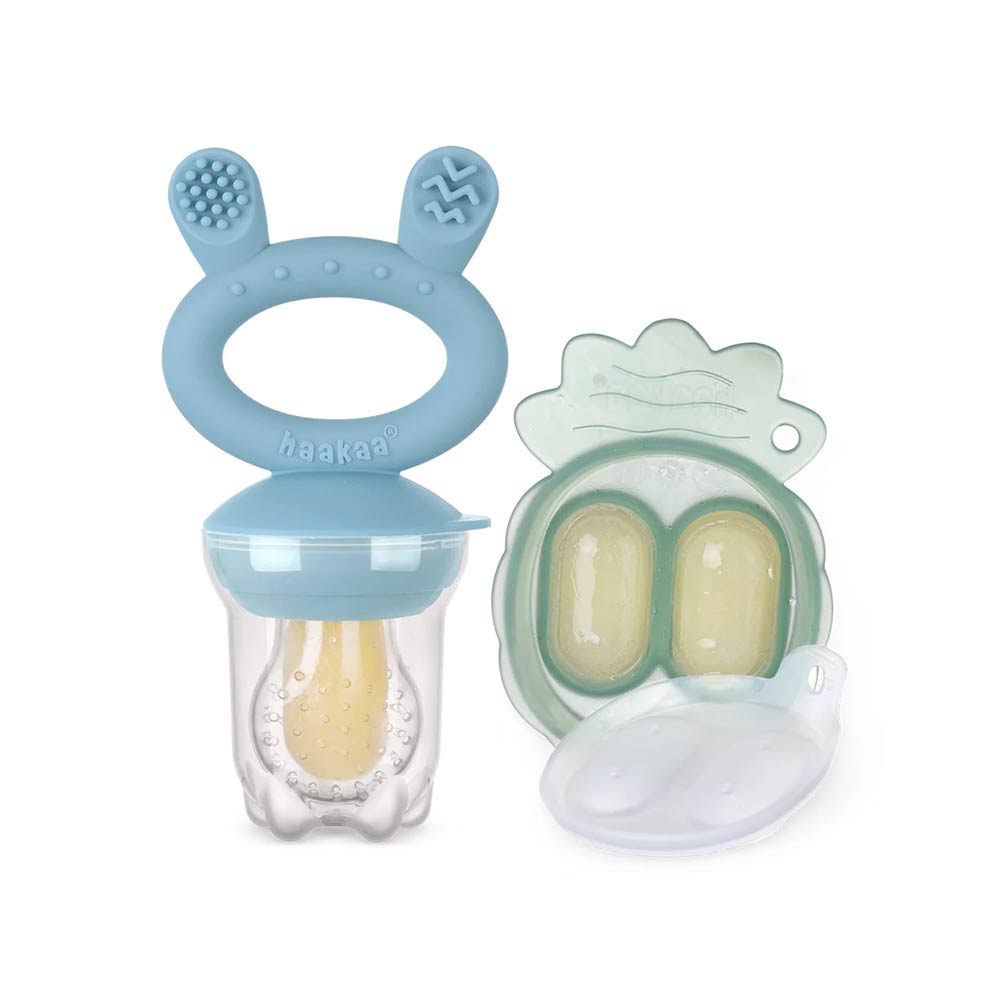 Haakaa Freeze-N-Feed Mini Combo, Food Feeder & Tray - Sky Blue