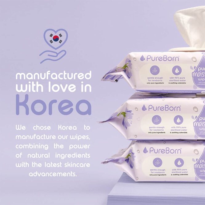 Pureborn Pure Moisture Wipes with Organic Calendula Lotion - 60 Wipes