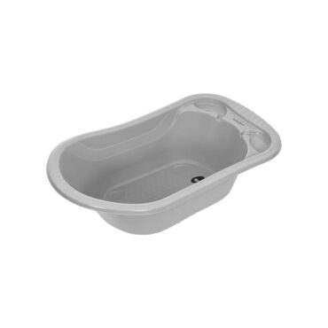 Babyjem Large Baby Bathtub with Drain Plug - Soft Gray