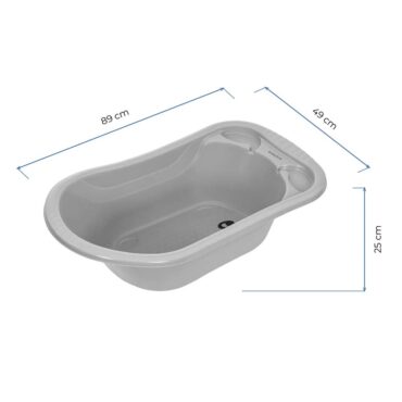 Babyjem Large Baby Bathtub with Drain Plug - Soft Gray