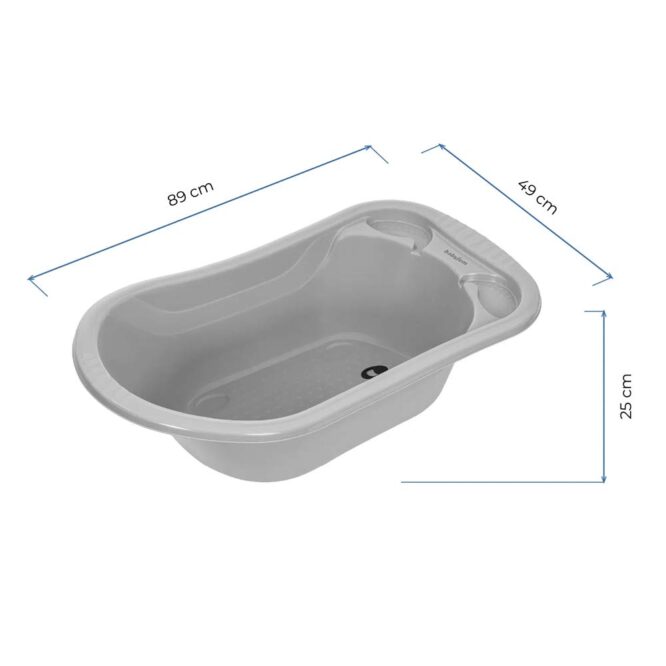 Babyjem Large Baby Bathtub with Drain Plug - Soft Gray