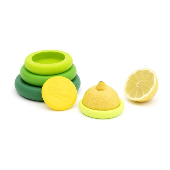 Food Huggers Reusable Silicone Food Savers Set - Green, 5 Pcs