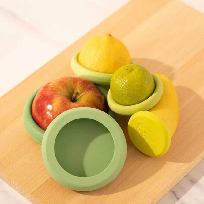 Food Huggers Reusable Silicone Food Savers Set - Green, 5 Pcs