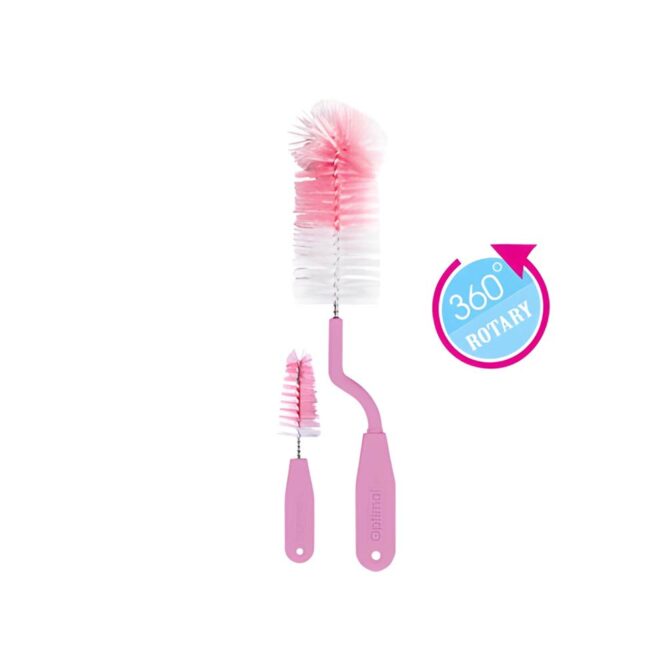 Optimal Rotary Bottle And Nipple Brush Set - Pink