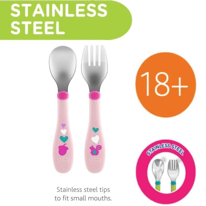 Chicco Metal Cutlery (18m+) Girl