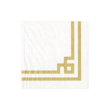 Caspari Lunch Napkins - 20 Napkins, Rive Gauche Gold & White